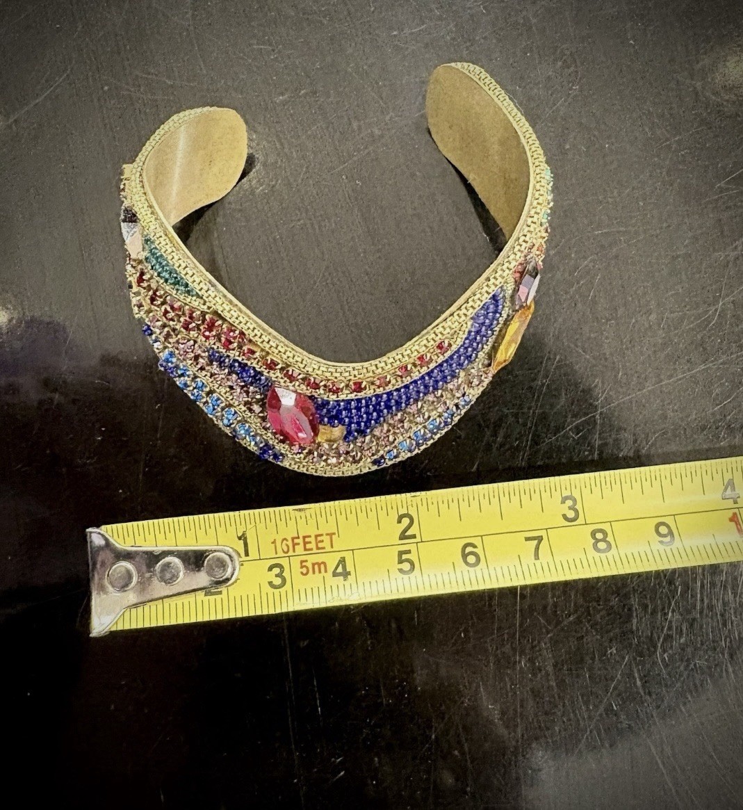 Vtg 1989 Signed M&J Hansen Brass Rhinestone Collar Necklace, Bracelet, Earrings