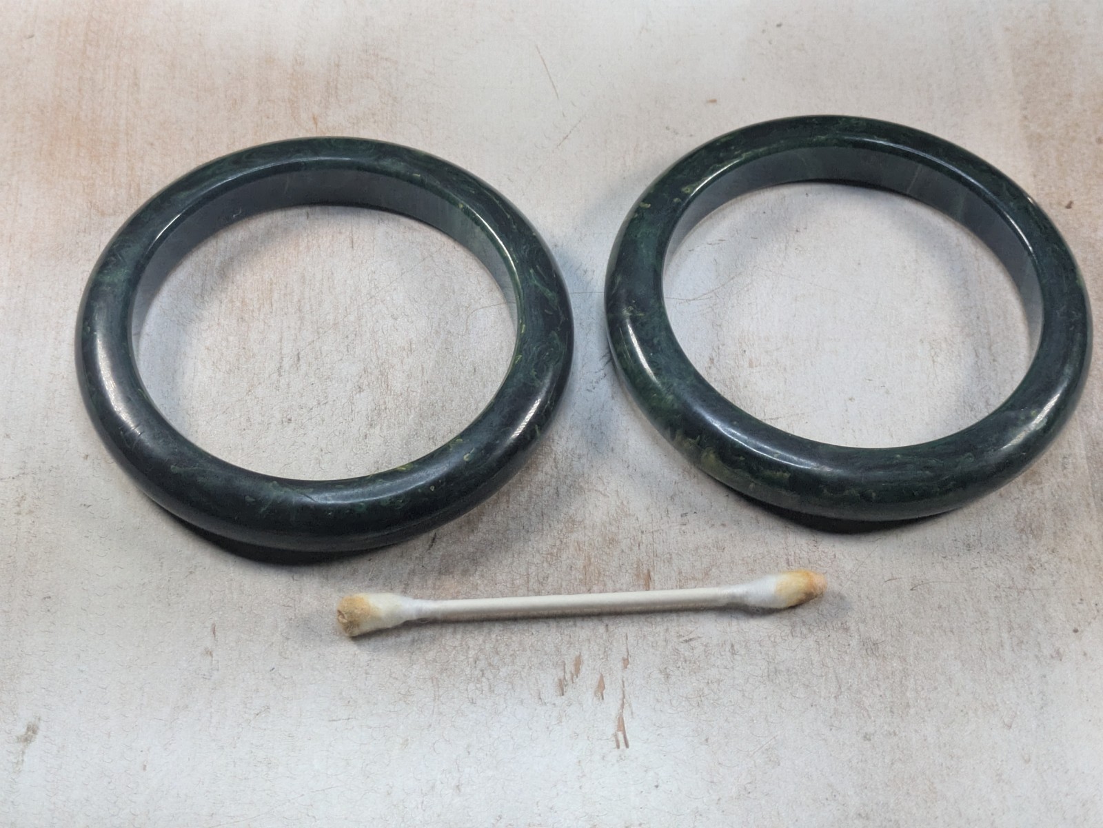 Bakelite Blue Moon Pair Bangle Bracelets 7.75″ 62g Together Vintage/Antique