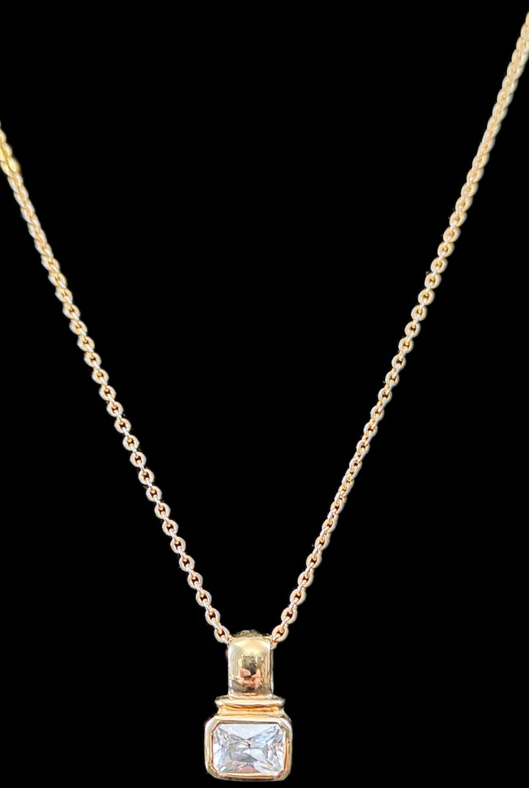 Danecraft 24kt Gold Over 925 Sterling Cubic Zirconia Pendant 18″ GF Necklace