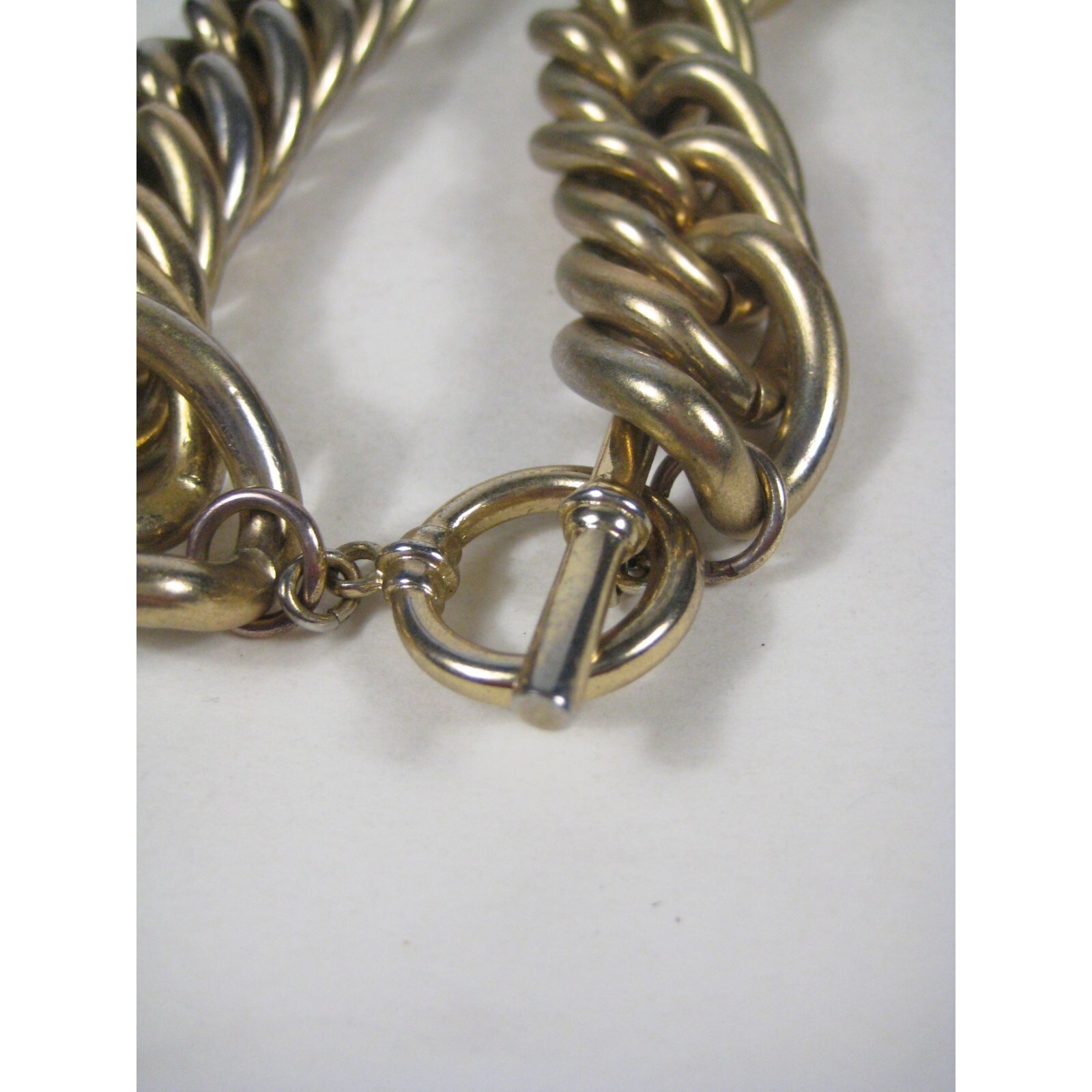 Necklace 19 In Metal Goldtone Chain Statement Festival Heavy Vintage Toggle WEAR