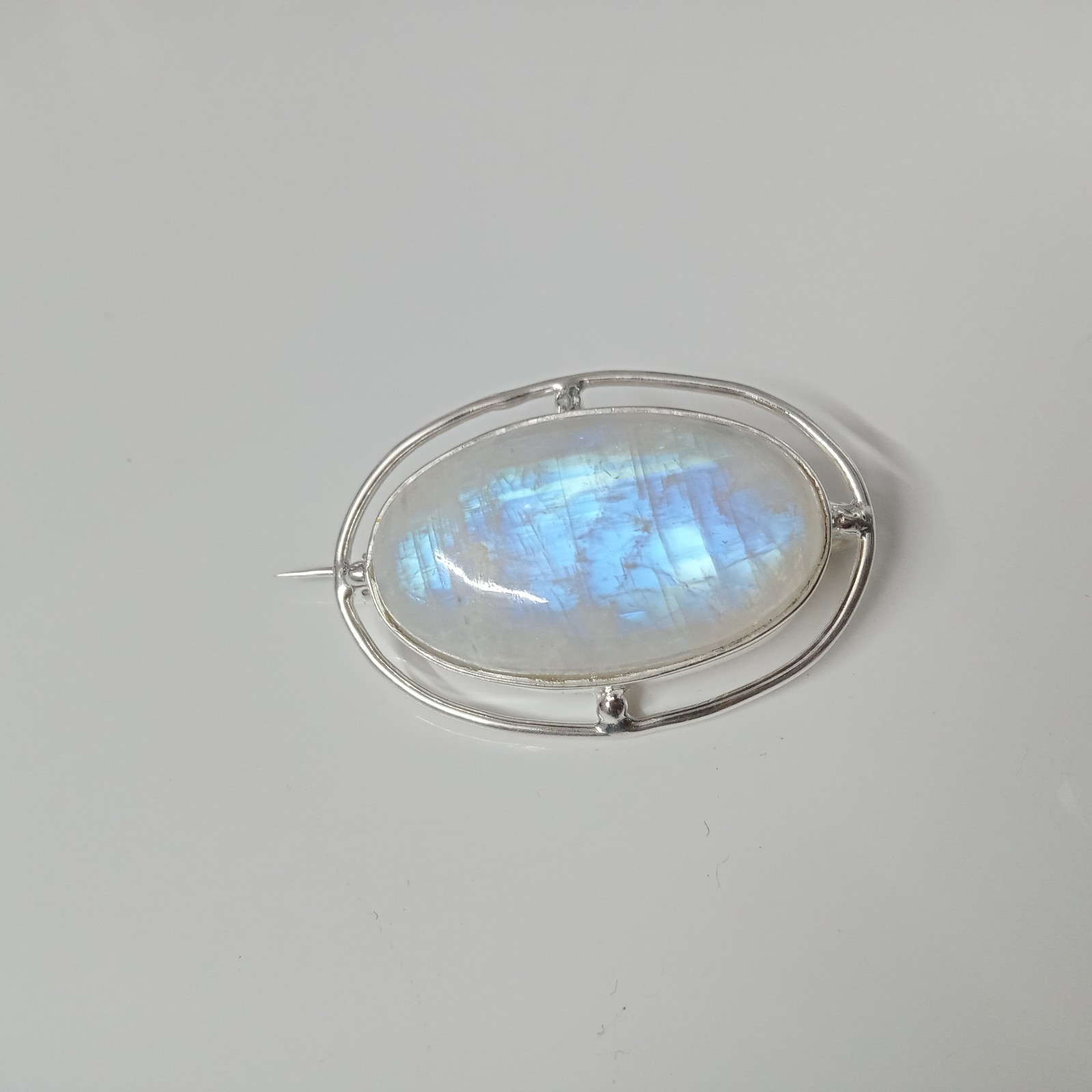 Natural Moonstone 925 Sterling Silver Brooch, Scarf Pin , Brooches For Women