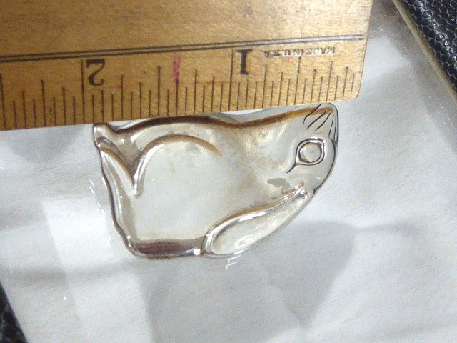 VINTAGE RETRO SIGNED H & H GLV STERLING RABBIT PIN BROOCH 1 1/4″ BY 1 7/8″