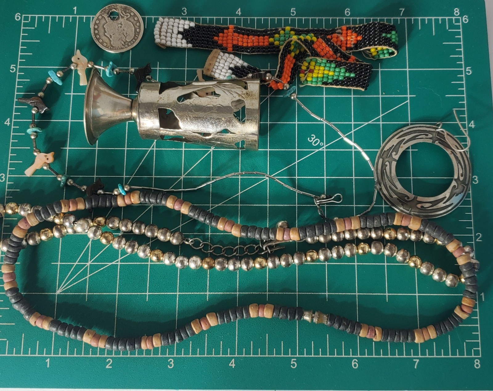 Vtg Silver Plated Alpaca Mixed Metals SOUTHWEST Jewlery Lot Collection 20 Pcs