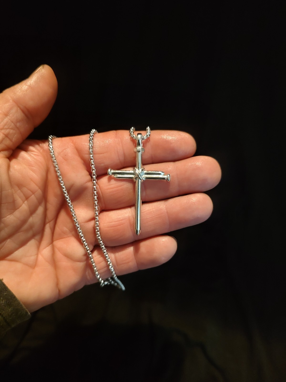 Spike Cross Necklace, Bohemian Style Durable Alloy Chain , Silver In Color