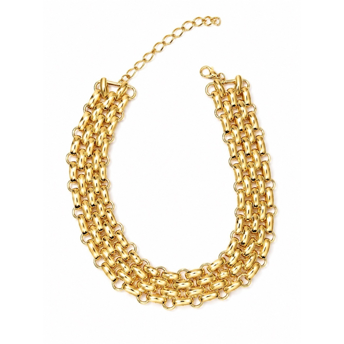 Vintage-Inspired Multi-Strand Gold Tone Chain Bold Runway Heavyweight Statement