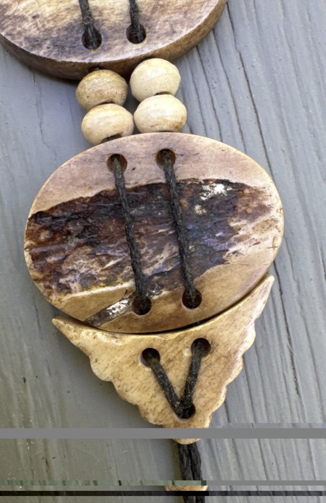VTG Egyptian Theme Hand Carved Yak Bone Bracelet 5 Symbols/Tibetan Artisans Made