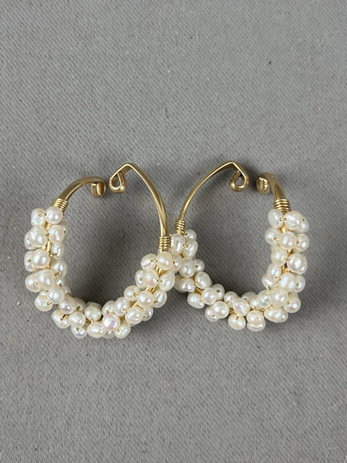 Vintage Barbara Barnett HOOKER Fresh Water Pearls Gold Filled Earrings Cuff