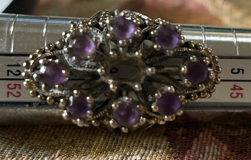 Vintage Sterling Ring Multiple Purple Stones SZ 5
