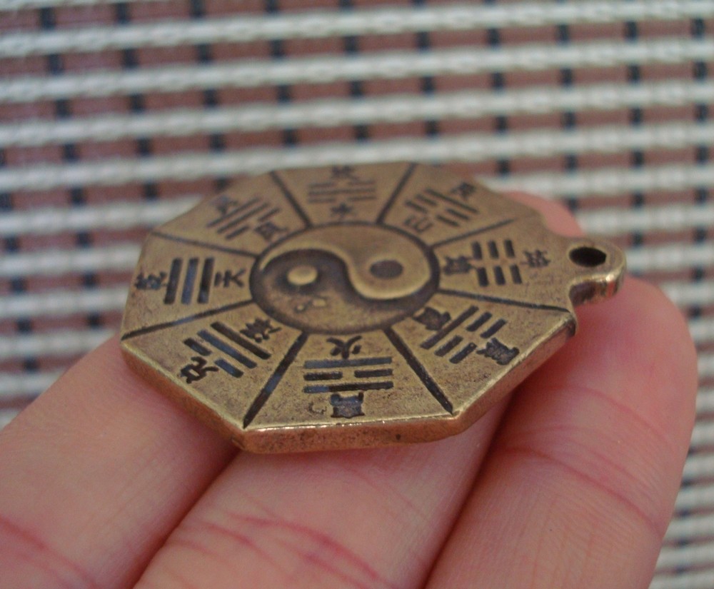 Solid Brass Bagua Bags Charms Pendant Vintage FengShui Dangle