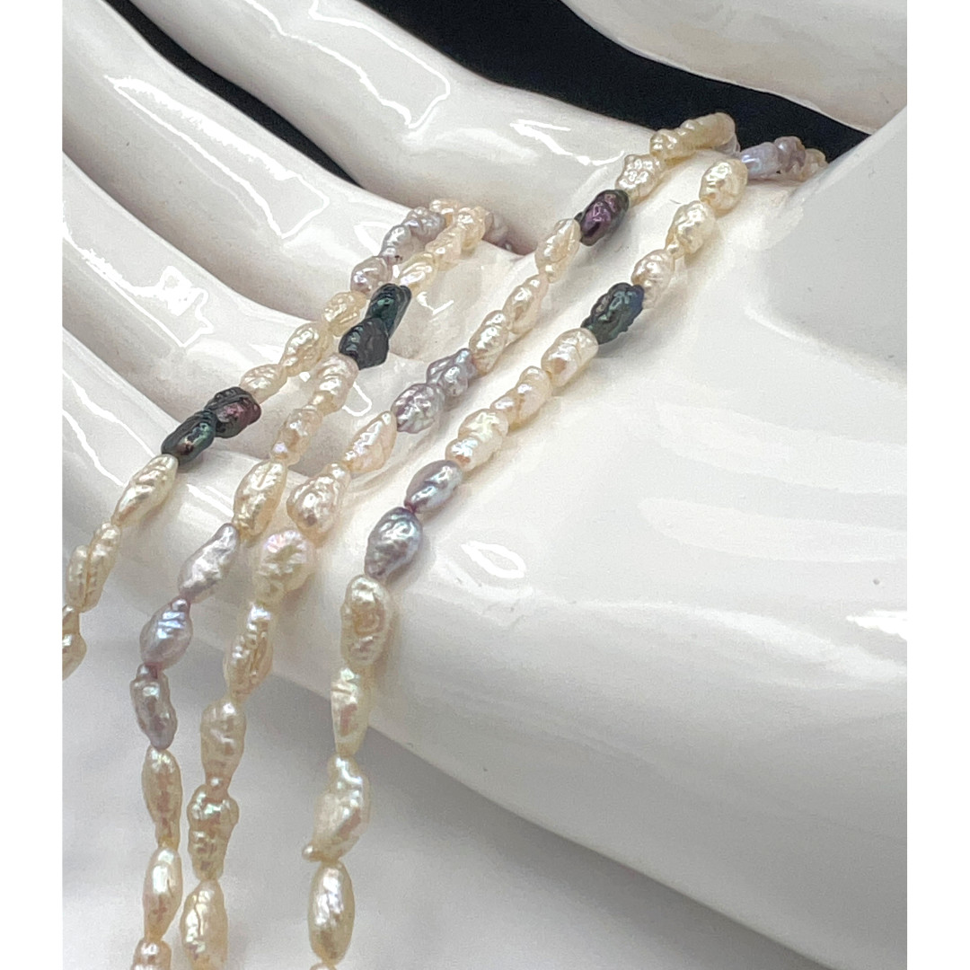 Freshwater Pearl Bead Necklace Speidel 925 Clasp Baroque Oval Strand Vintage