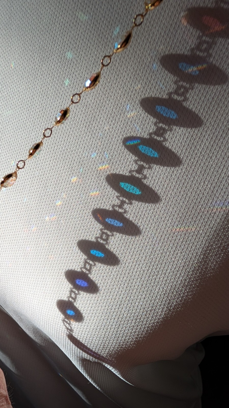 Vintage SWAROVSKI aurora borealis crystal open back bezel set necklace 36″
