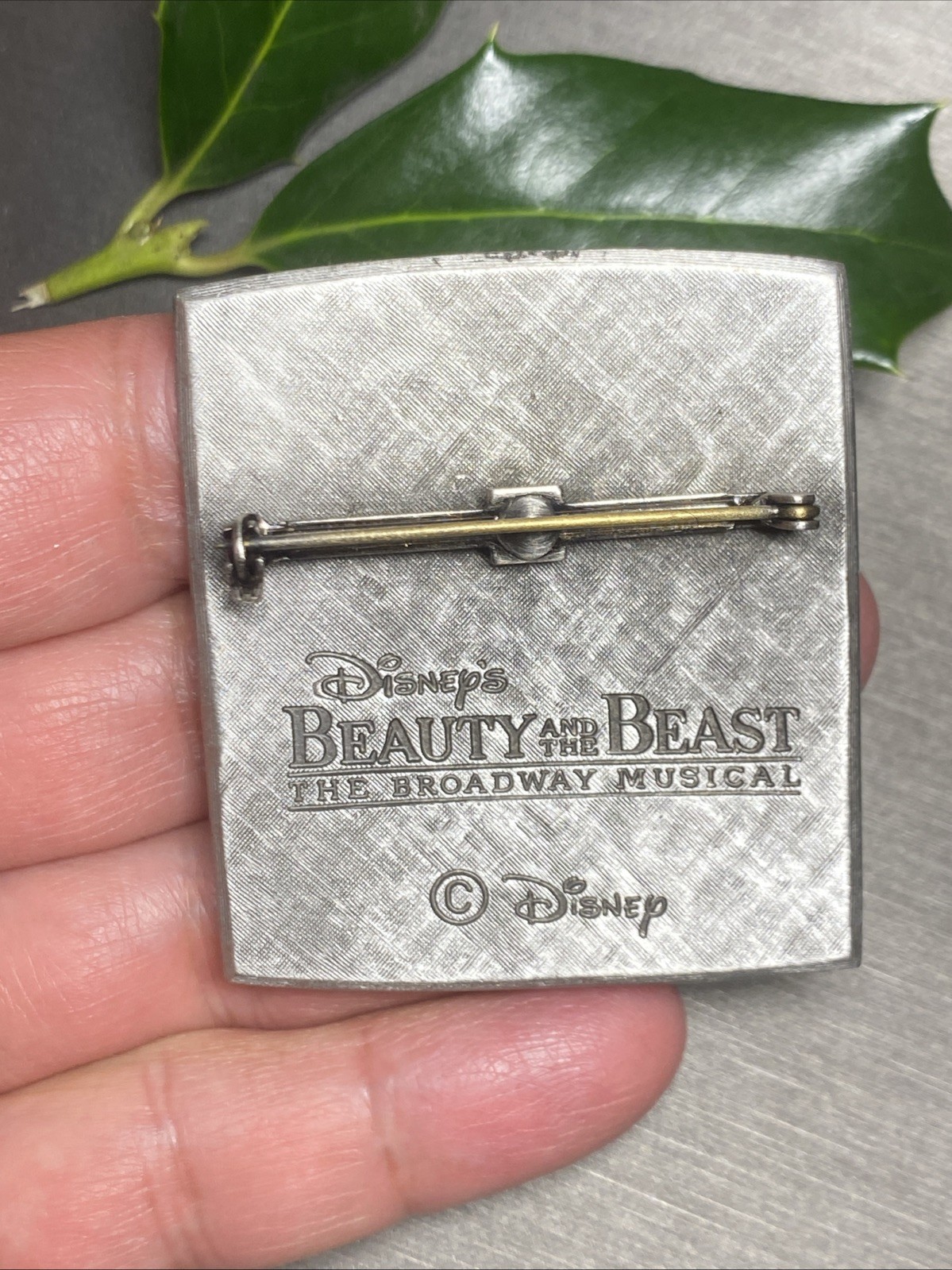 Vintage Beauty and the Beast Disney Musical Brooch Rose Flower Estate Jewelry