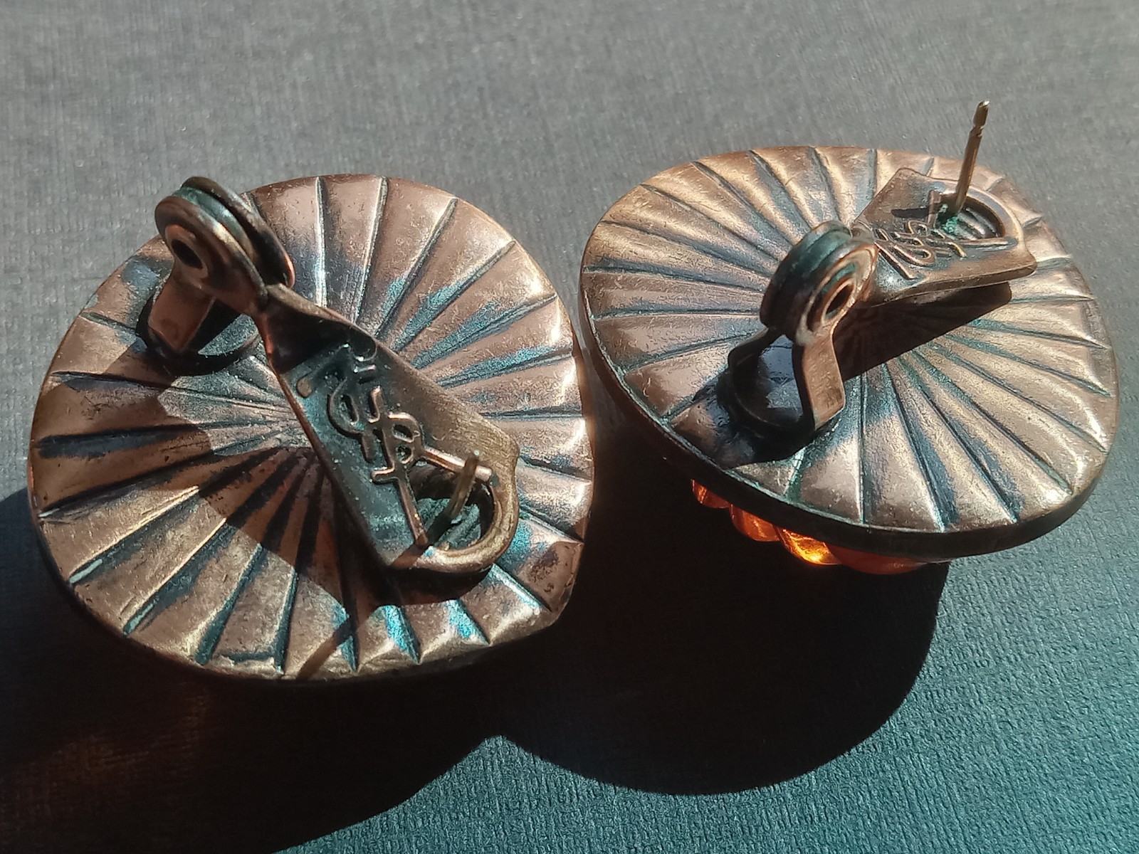 Vintage Ives Saint Laurent Coppertone & Amber tone Clip/Pierced Earrings