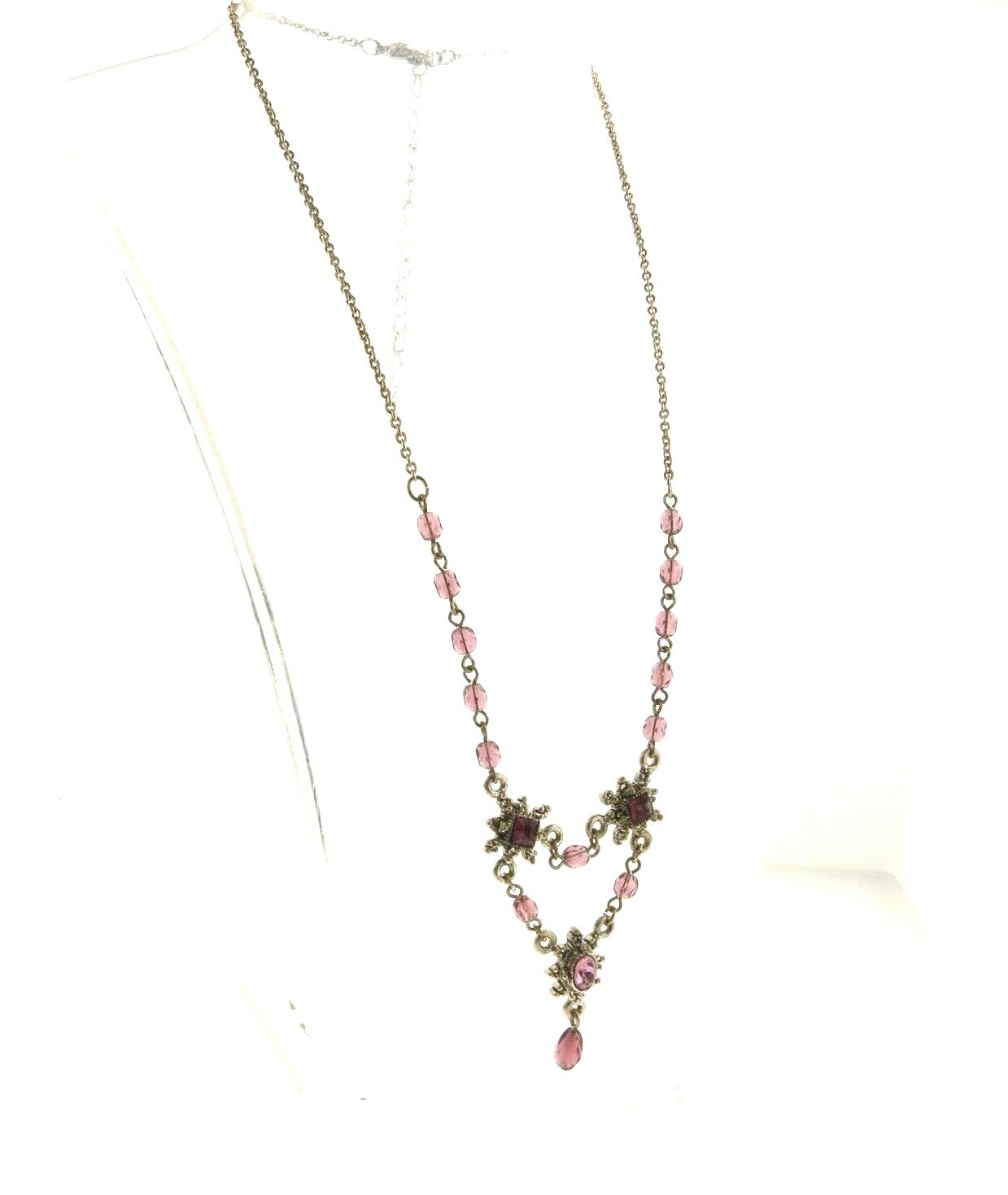 Purple Crystal Floral Necklace Victorian Style 1.5*16*19