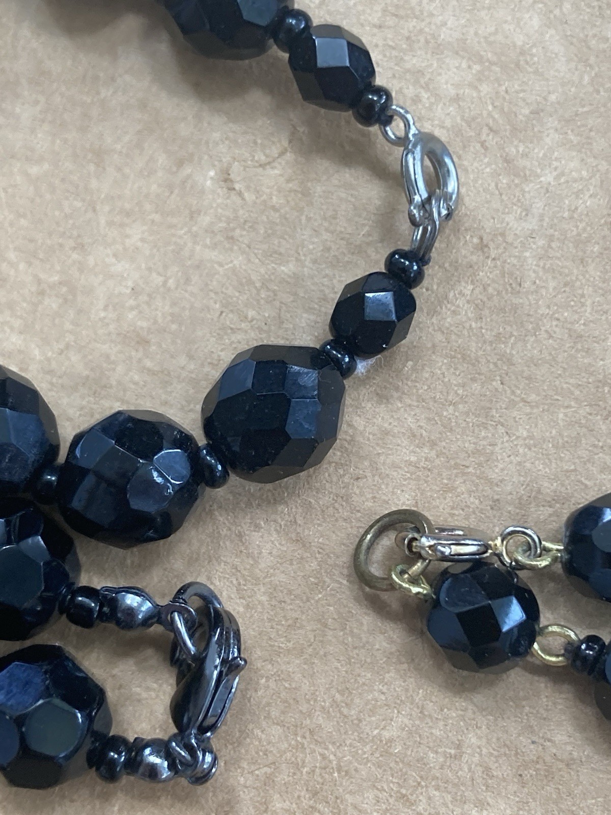 Vintage Black Glass Bead Necklace Lot ~ 1 lb wear or craft