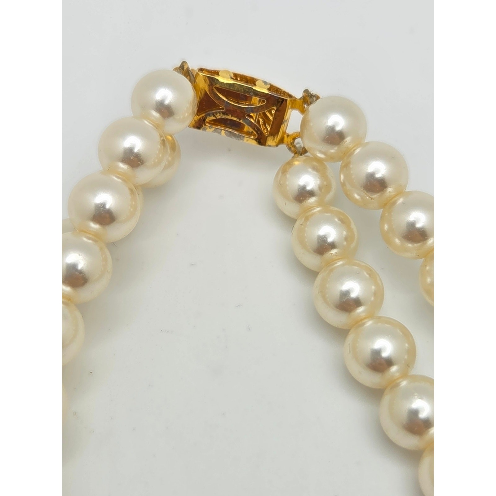 Vintage Style Multi-Color Cabochon Flower & Faux Pearl Double Strand Necklace –