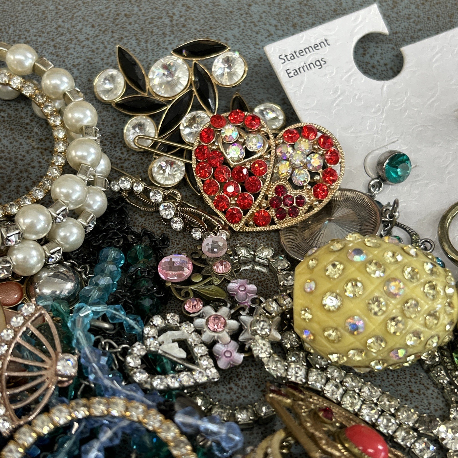 Junk Jewelry Crafting Lot Blingy Sparkling Rhinestones Junk Drawer 1lb