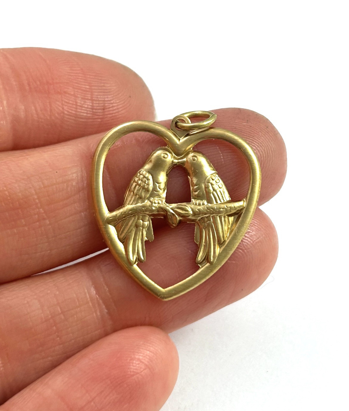 Vintage Charm Lovebird Heart Pendant Brass Stamping Vintage Jewelry Gift For Her