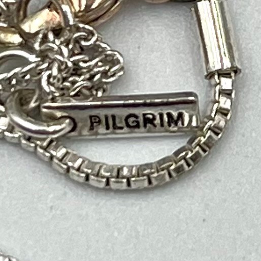 Vintage Pilgrim Silver Tone Circle Crystal Pendant Box Chain Necklace Minimalist