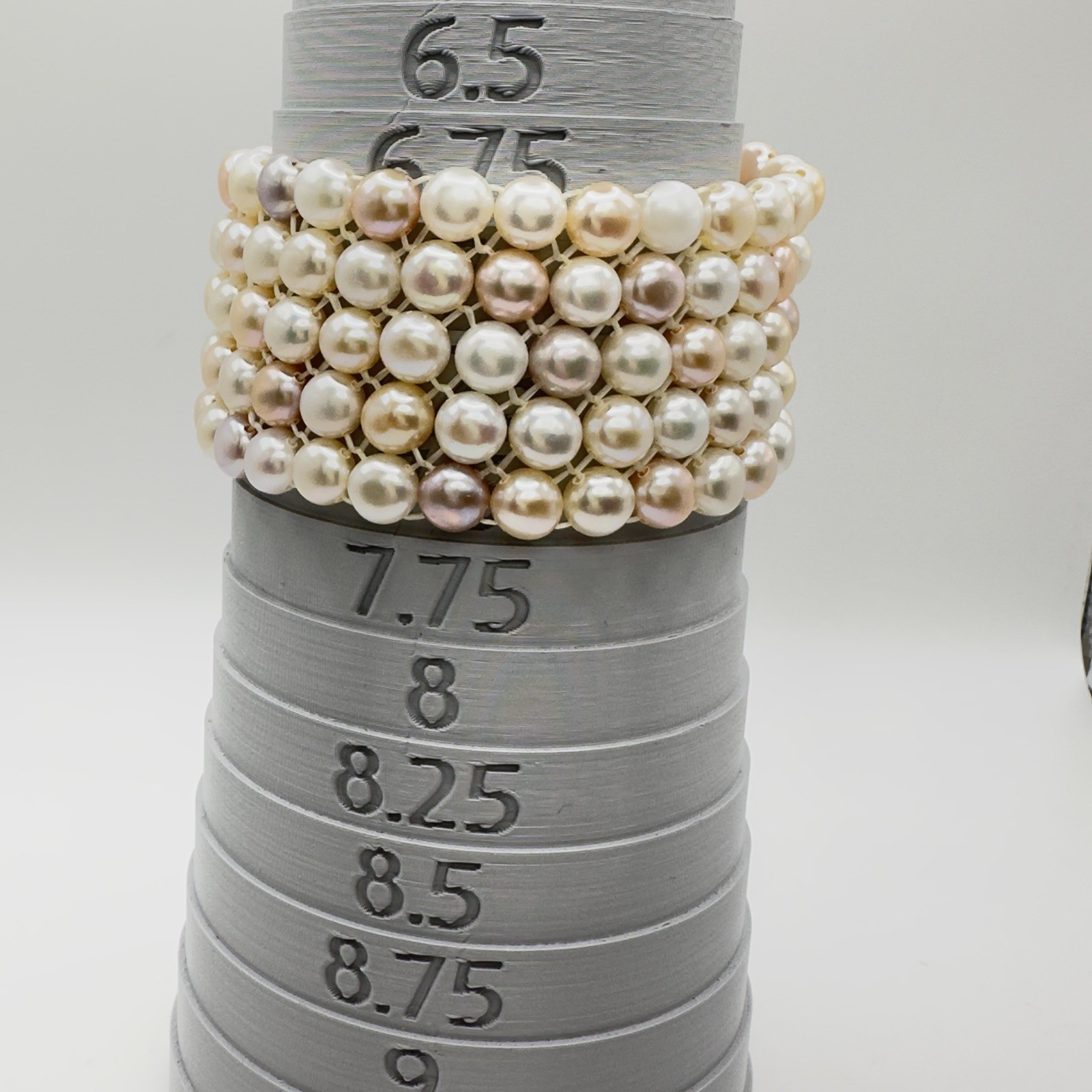 Freshwater Cultured Pearl Bracelet 5 Strand Pink White Lavender Stretch Woven