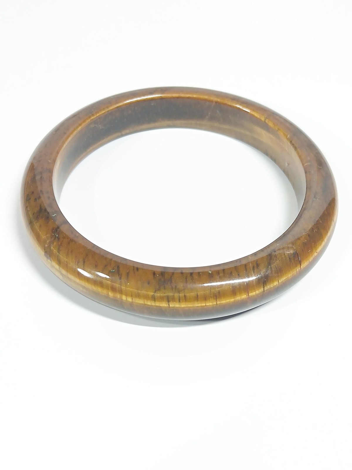 Golden Brown Jadeite Bangle 67mm Tiger Vein Pattern