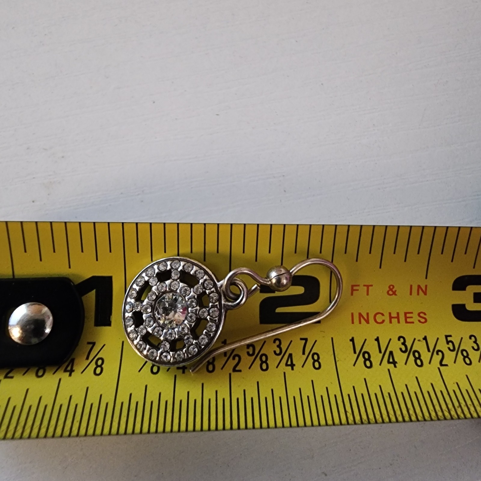 Vintage Fancy Women’s Earrings Silver Toned With Rhinestones Faux Center Diamond