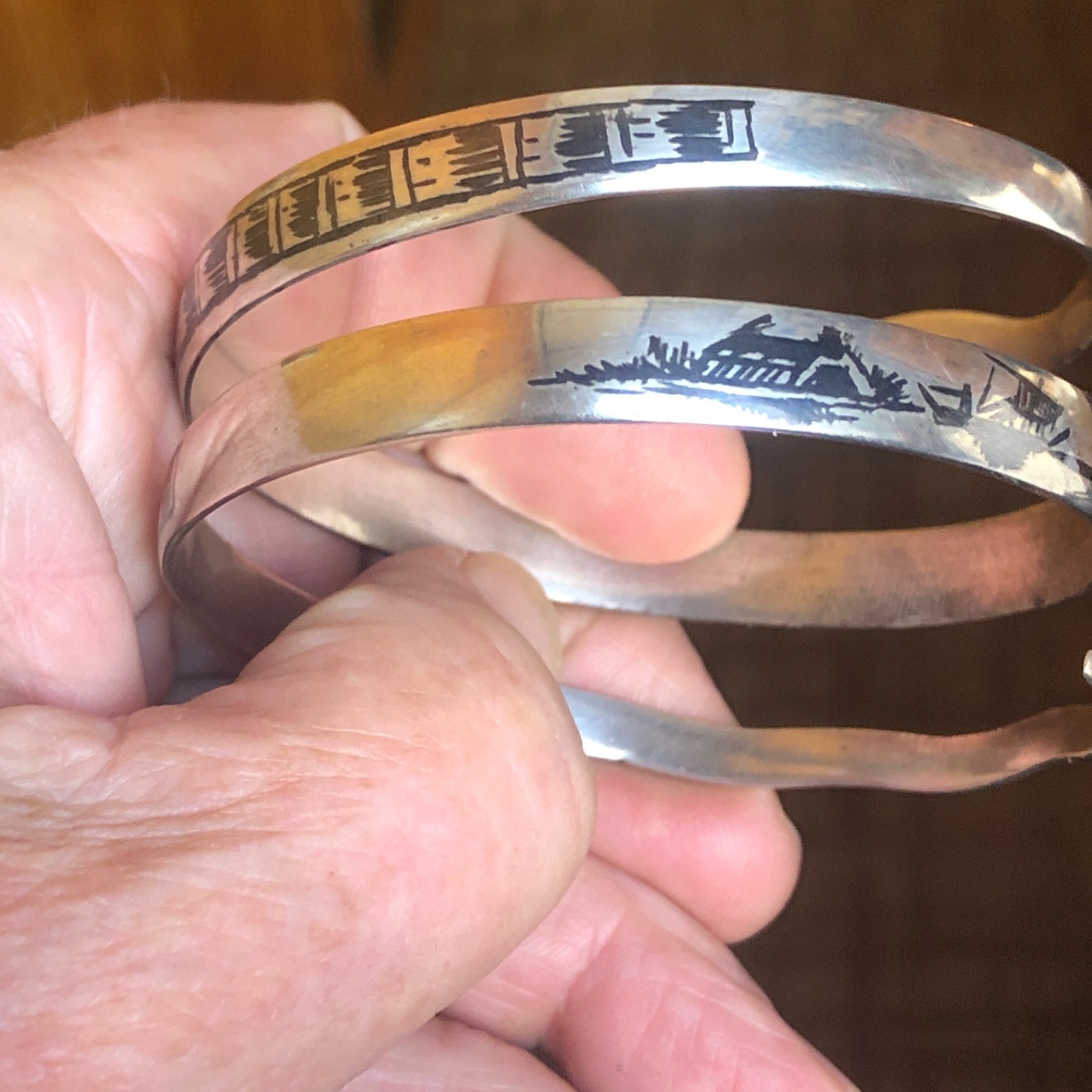 Art Deco Sterling Niello Snake Cuff / Bracelet Egyptian Revival 1930 42 Gram