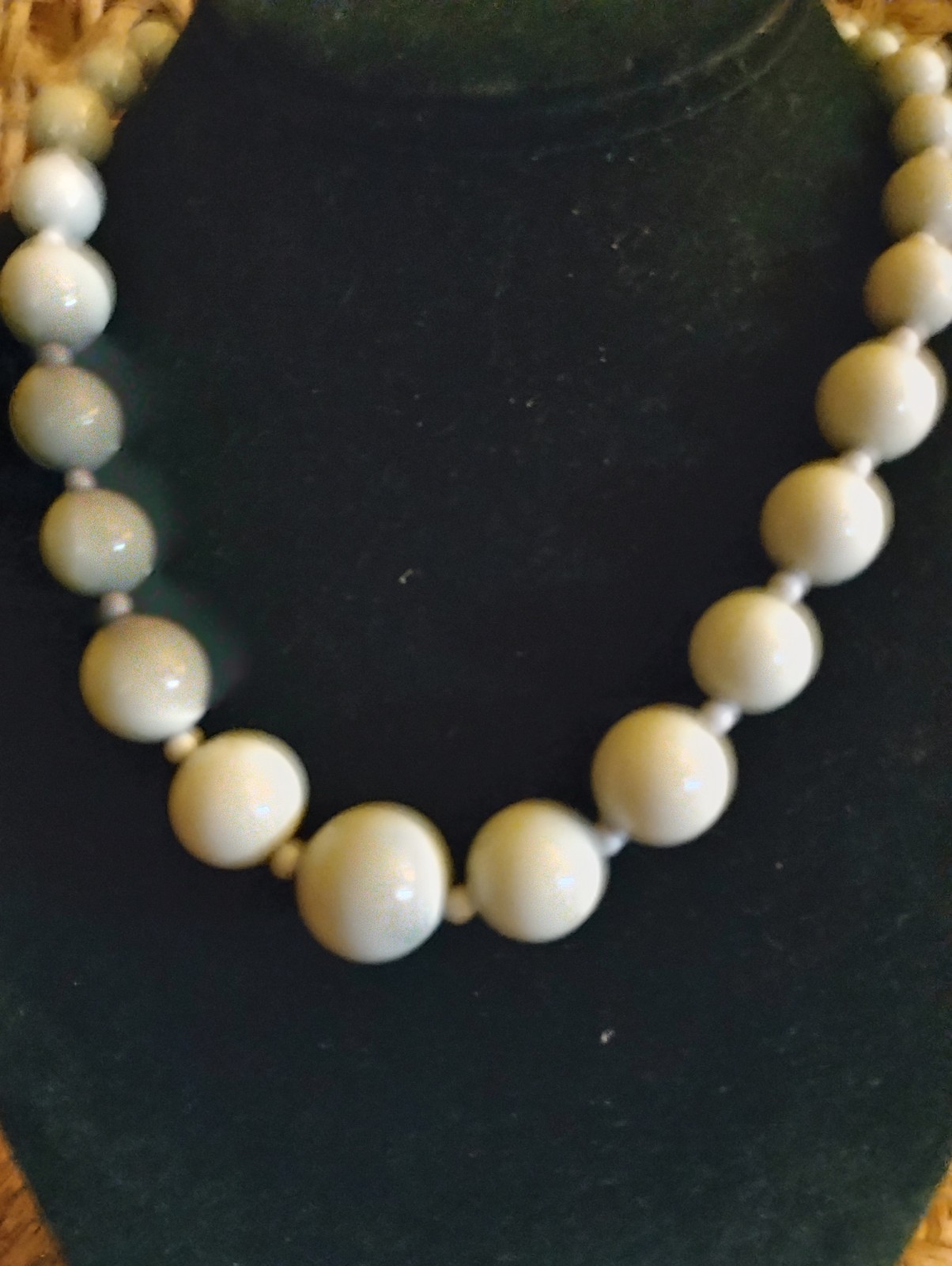 Gray Graduated Acrylic Bead Choker. Nickel Free. 14″
