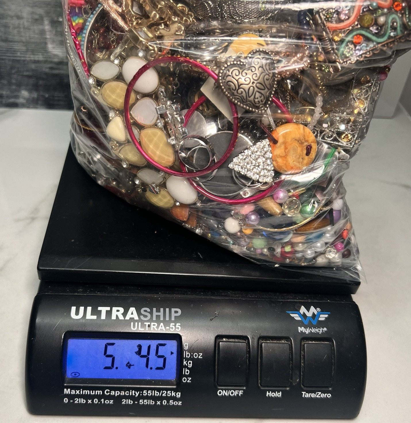 5 LB Junk Drawer Jewelry Lot Stuff Wear Repair Harvest vtg-now etc AS IS scrap Q