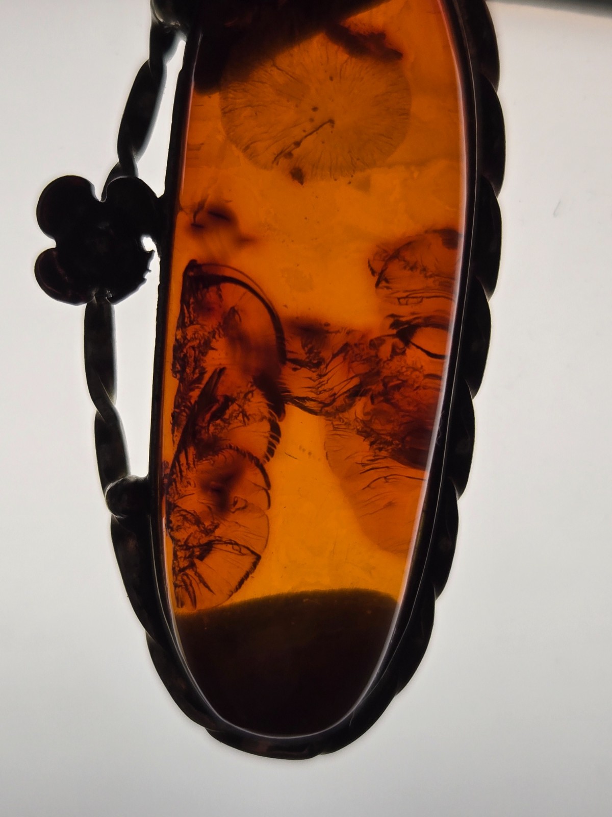 Vintage Brown Natural Amber Pin / Brooch from Latvia