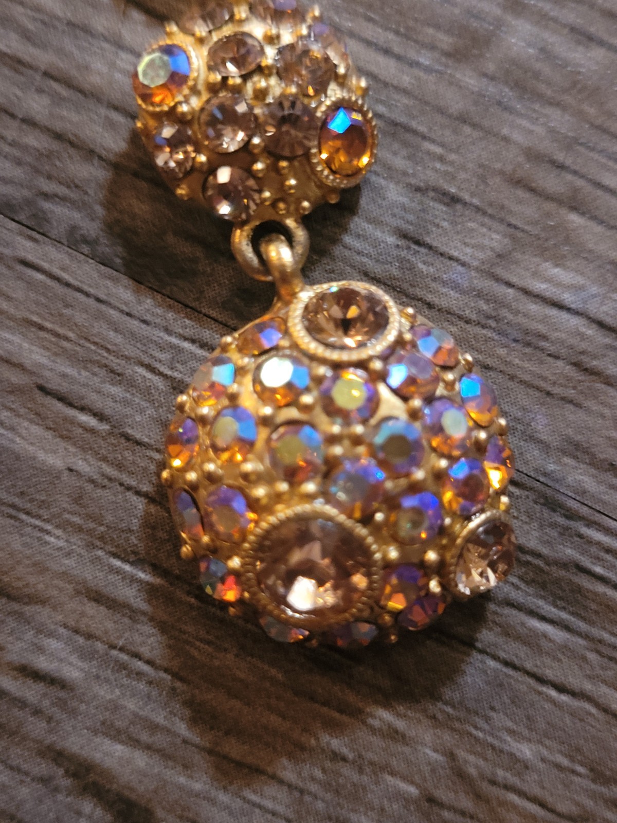 Signed 2028 Gold Tone Crystal Pendant Circles Drop Necklace 20 Inch Chain
