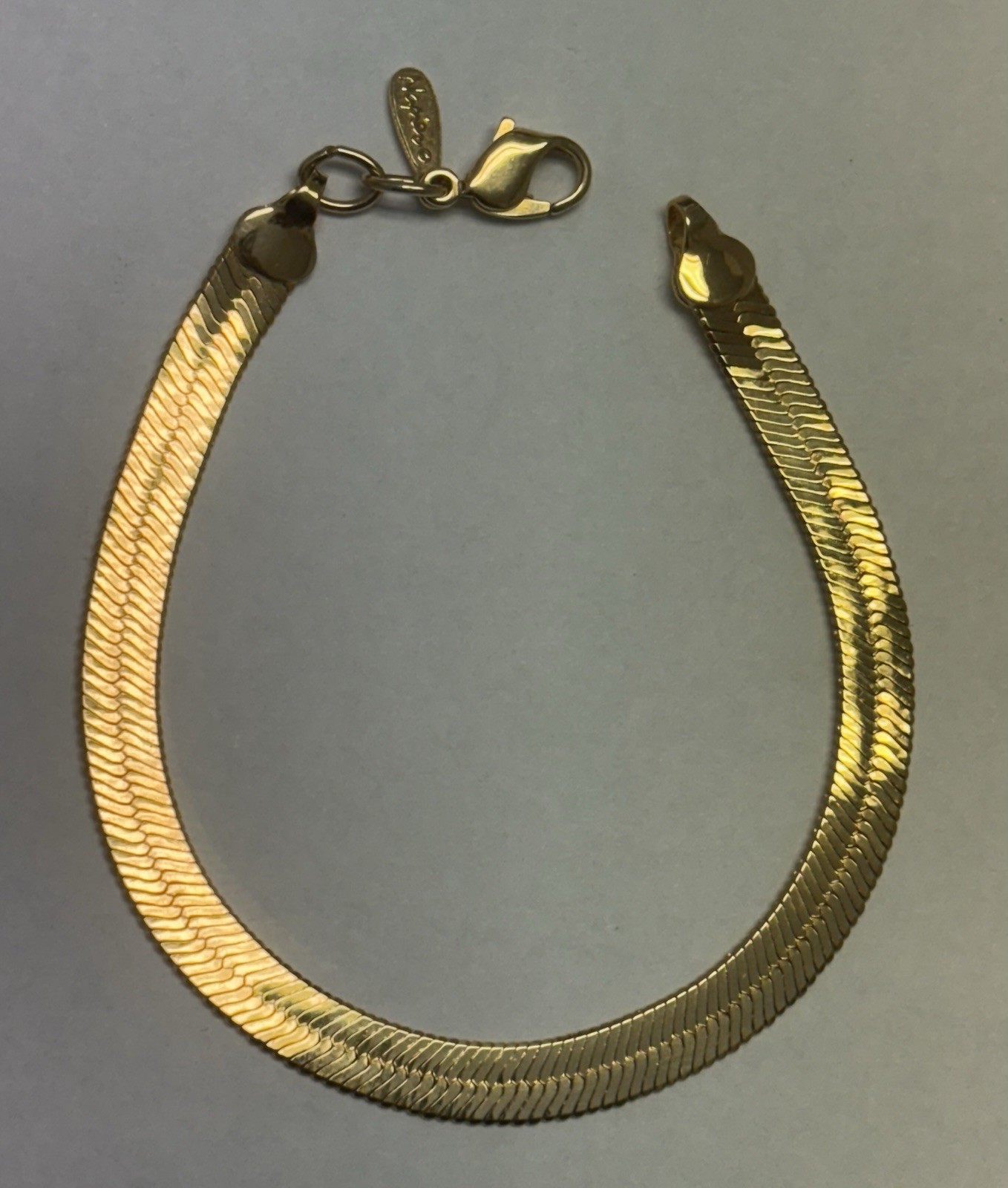 Vintage Napier Herringbone Bracelet, Gold Plated High-End Fashion Jewelry, 6mm