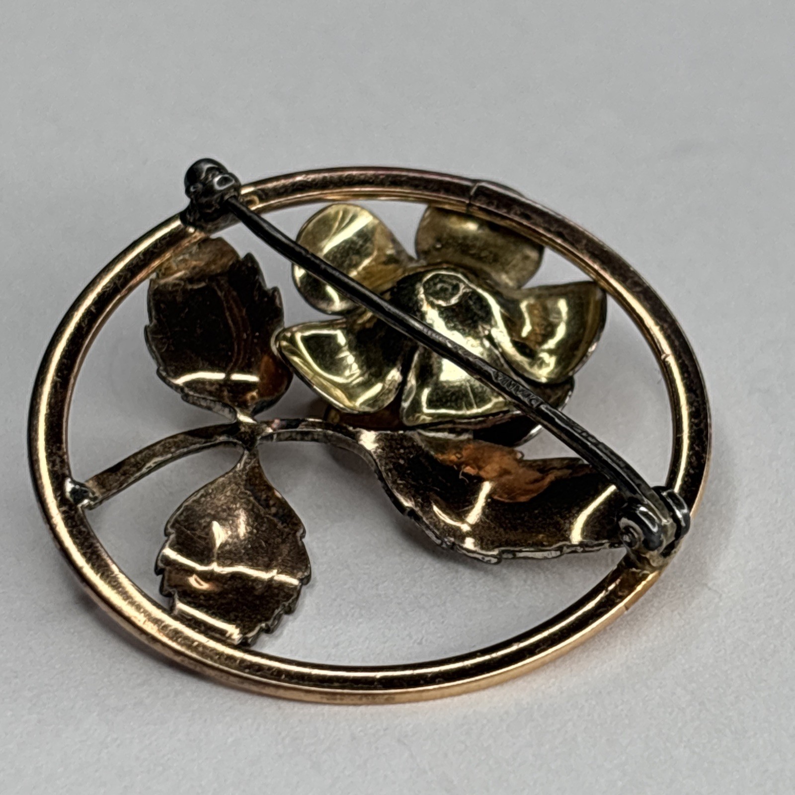 Vintage DIANA Krementz Gold And Rose Tone Brooch Flower Signed