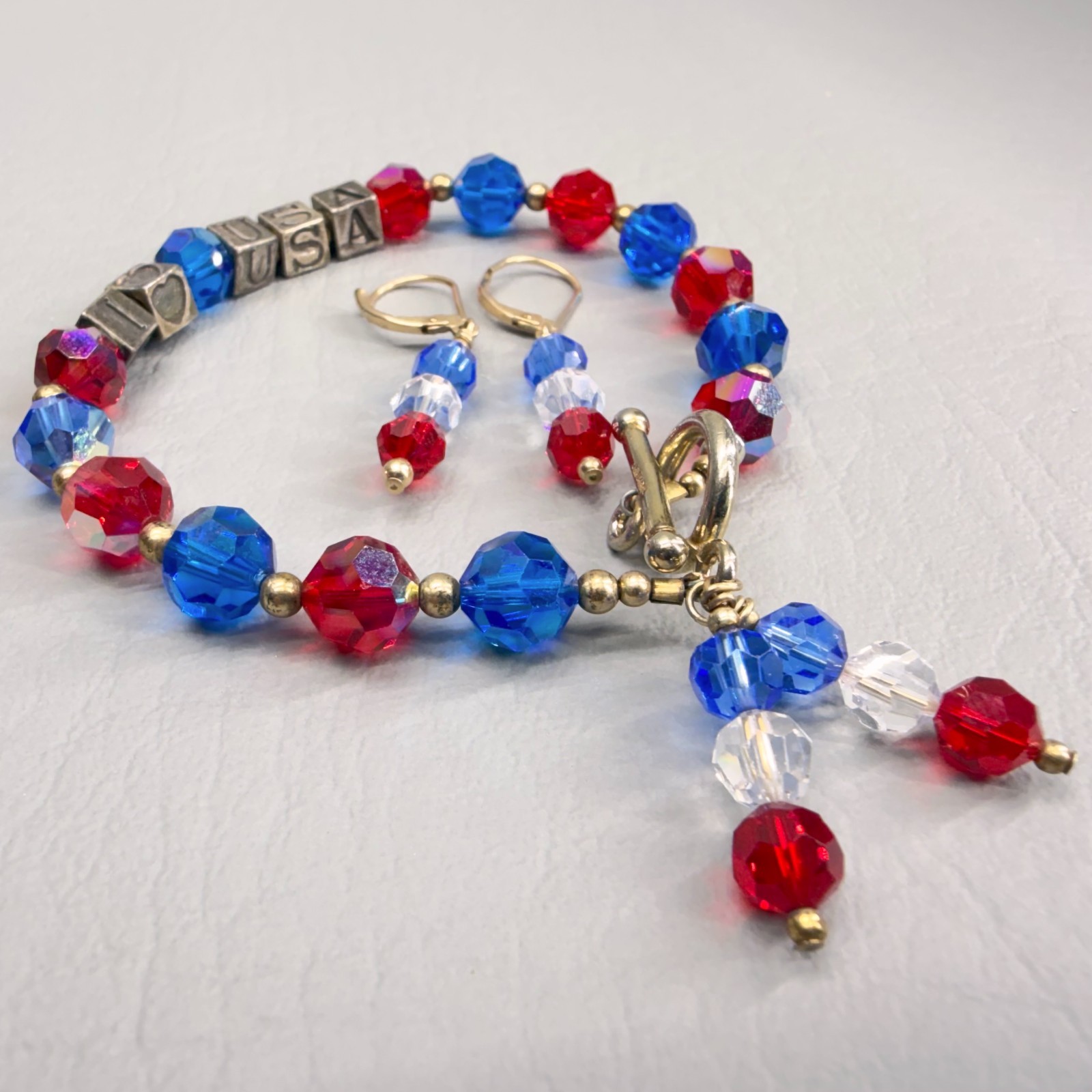 Patriotic Jewelry Lot Earrings Bracelet Joan Rivers Brooch