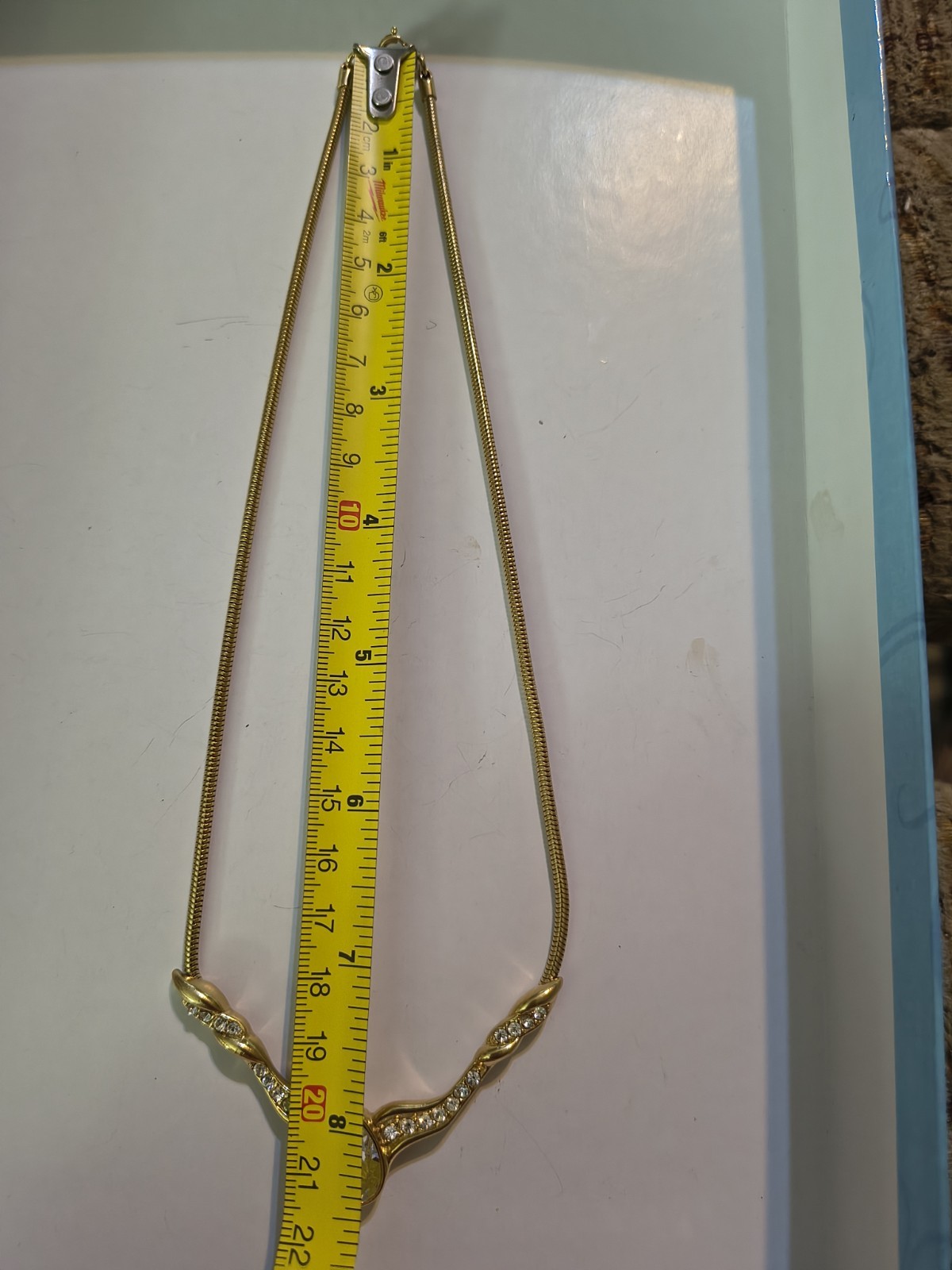 Vintage Trifari necklace, Diamante gold toned choker necklace See Pictures