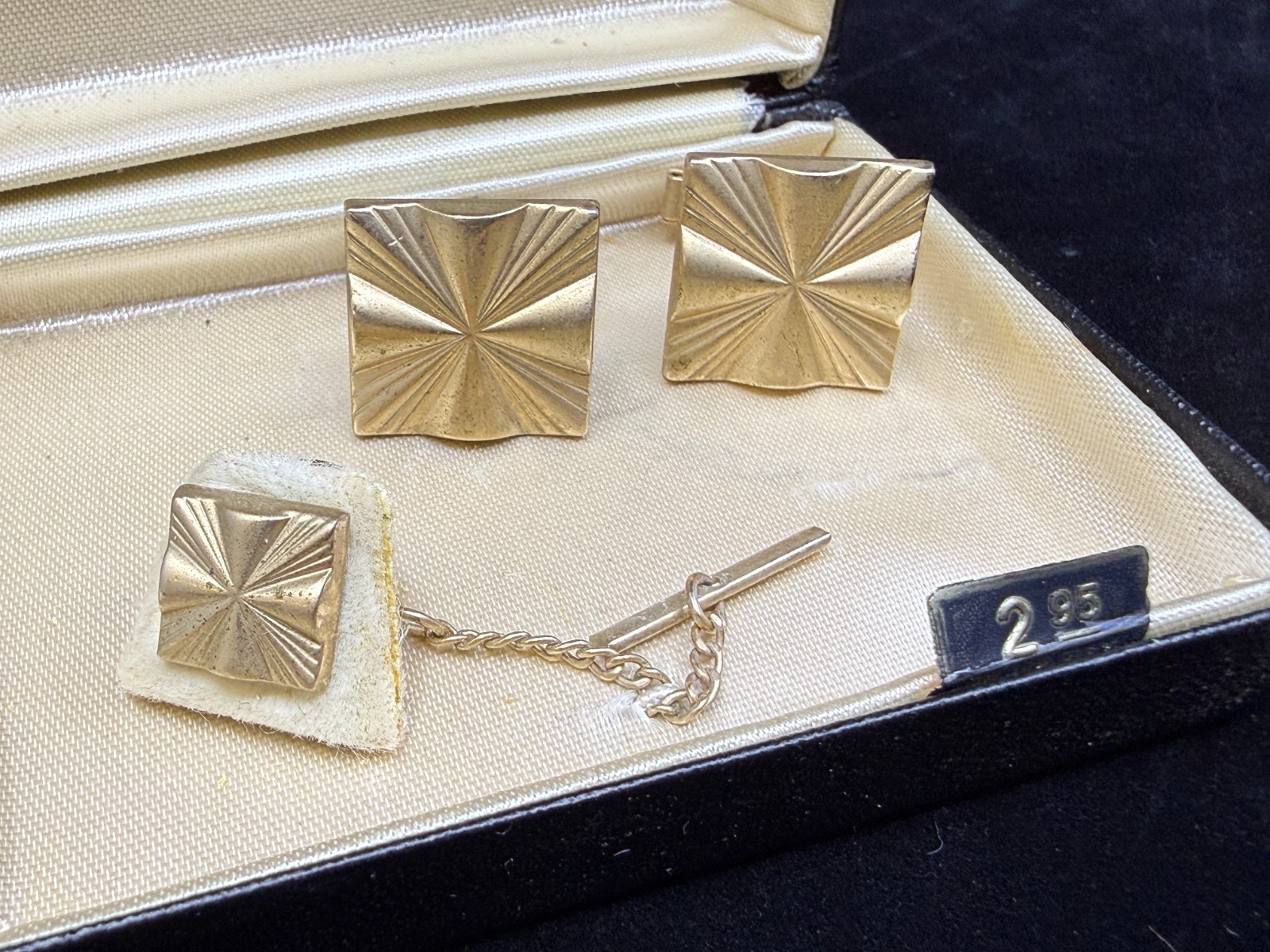 Vintage 1950s Anson Cufflinks & Tie Pin Clip Set NOS Unused in Original Box