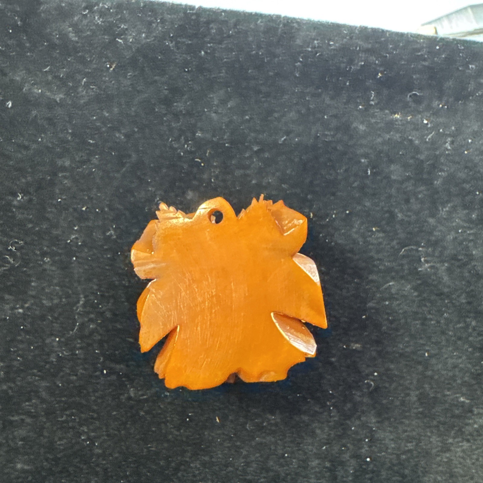 Vintage Butterscotch Bakelite Deeply Carved Round Flower Pendant