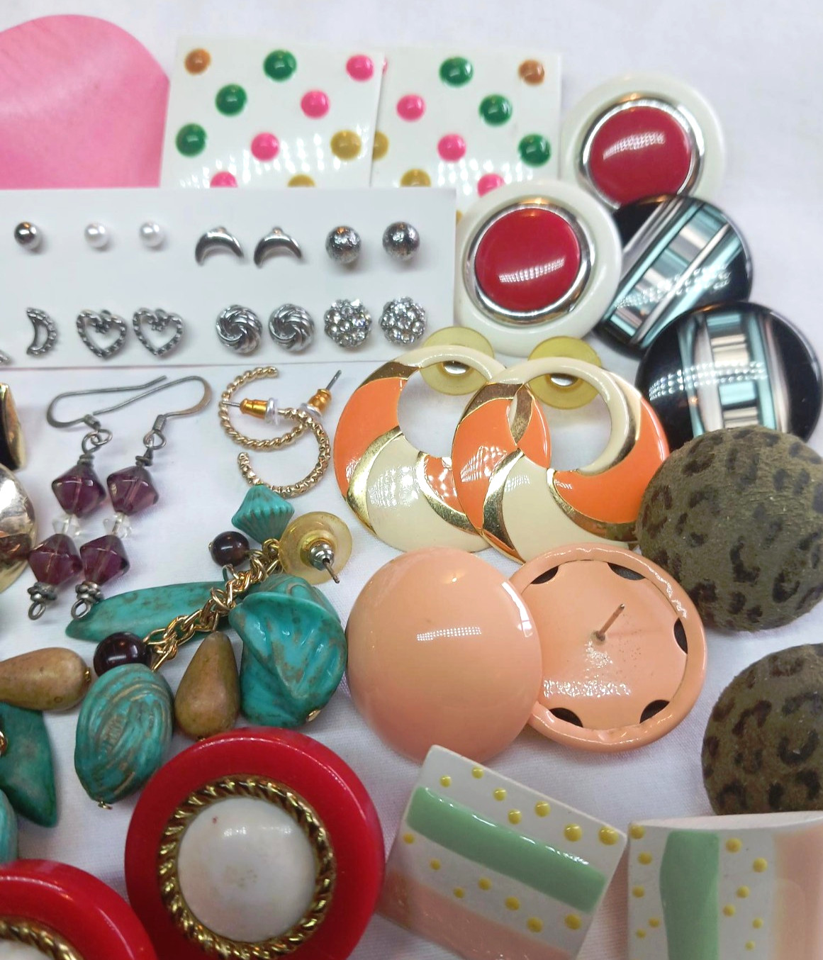 Vintage/Now Junk Drawer Earring Lot 4 – 60 Pairs Mixed Materials All Wearable