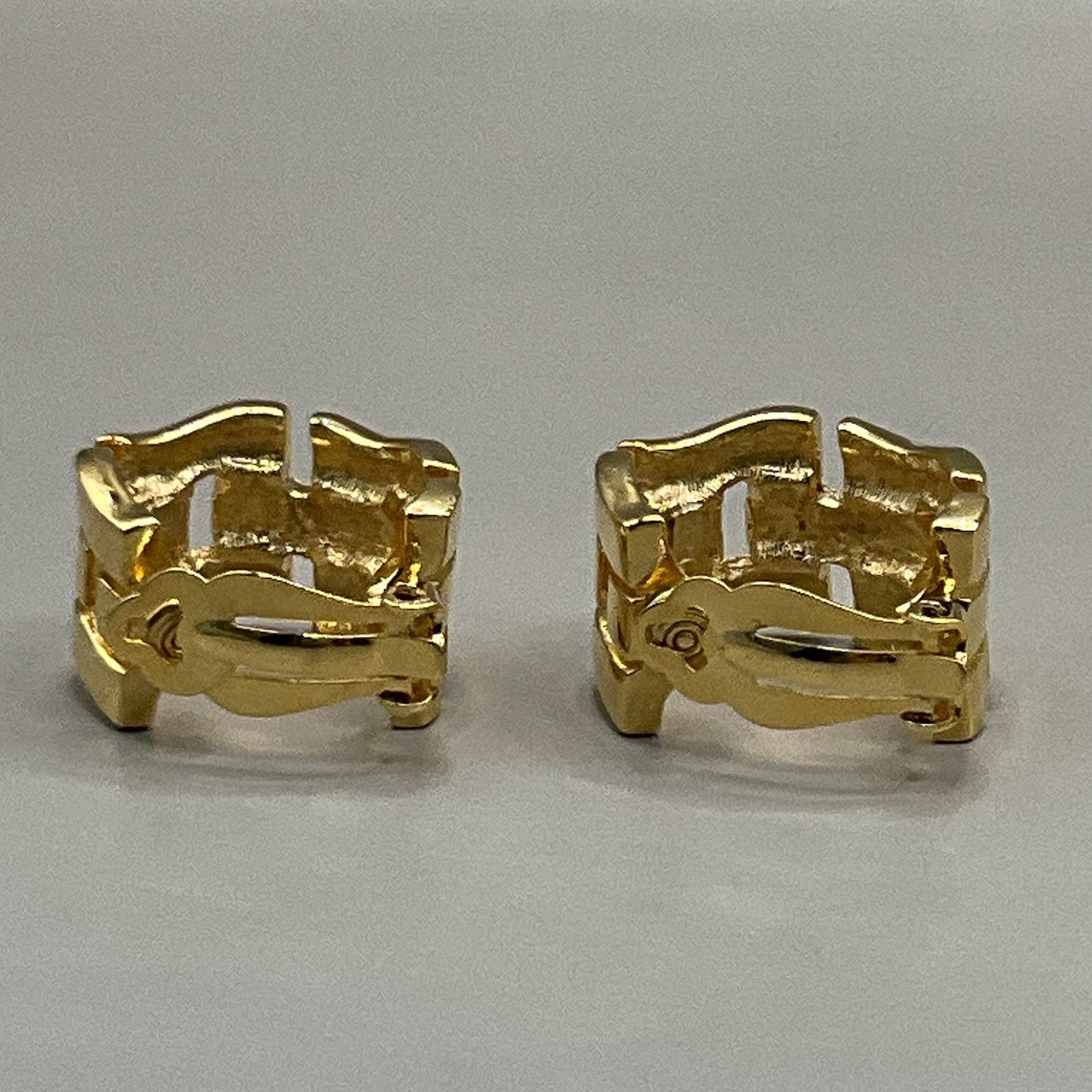 Anne Klein Womens Half Hoop Clip On Earrings Gold Tone Metal