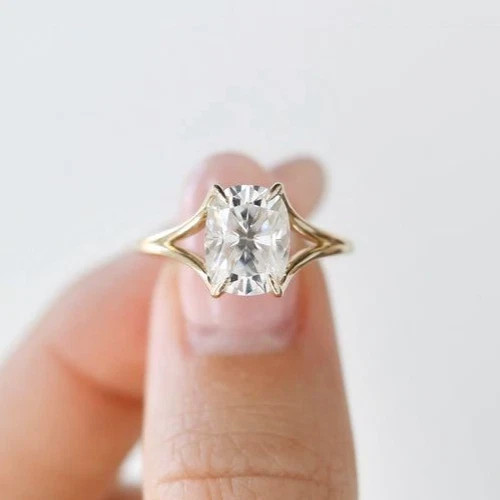 10K Yellow Gold FN Cushion Cut 3.00CT White Moissanite Women’s Engagement Ring