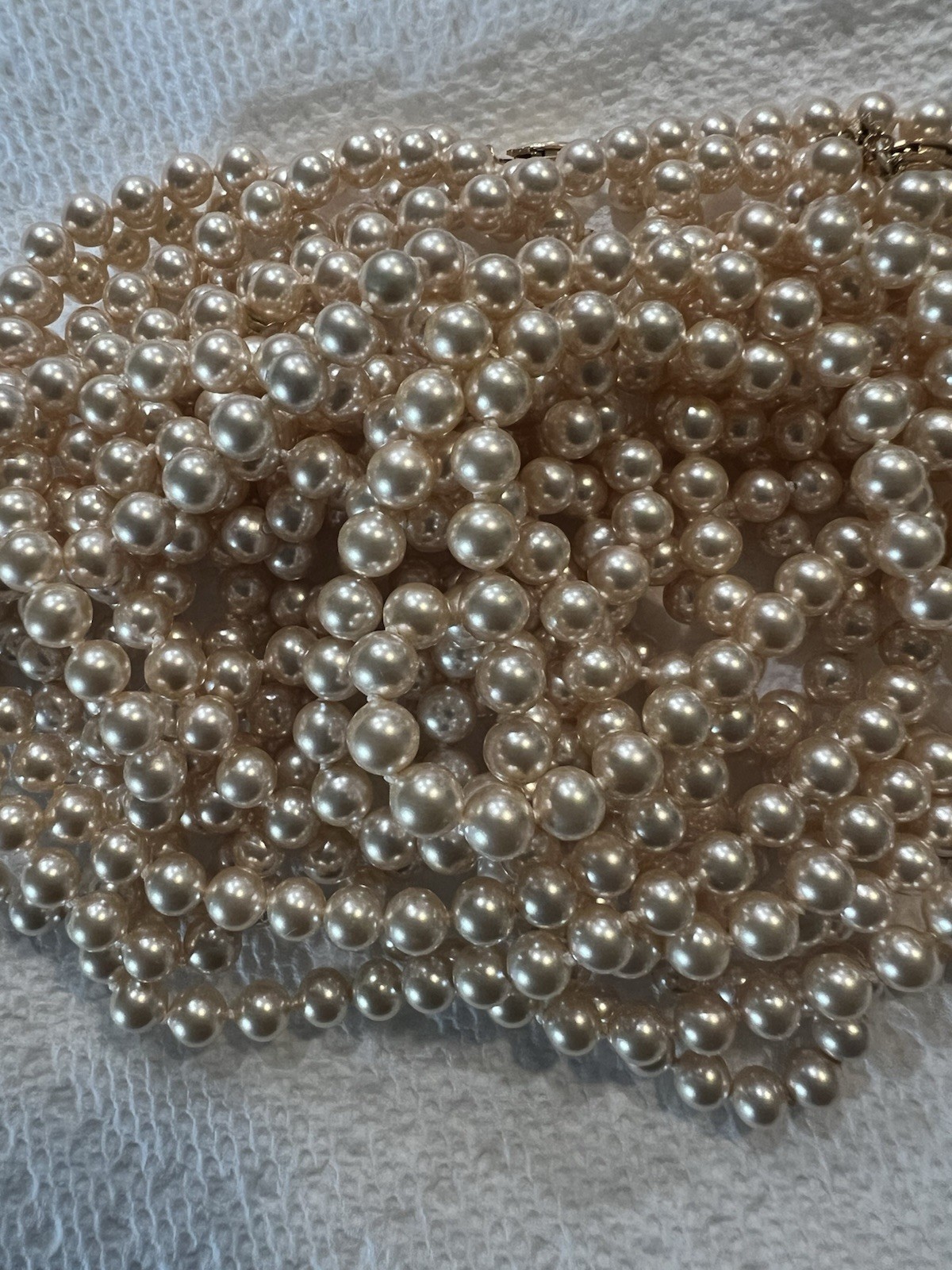 VINTAGE MAJORCA PEARL NECKLACE 14K G.F. CLASP 20 IN. 5MM PEARLS FROM SPAIN NOS.