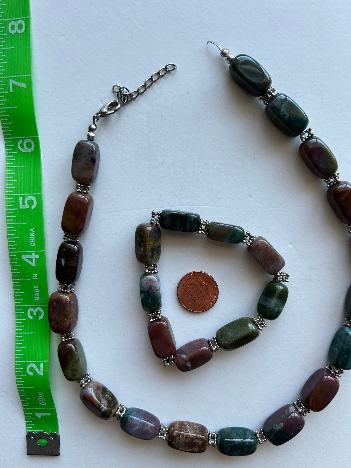 Vintage Semi-precious Multi Stone Beaded Necklace & Stretch Bracelet SET