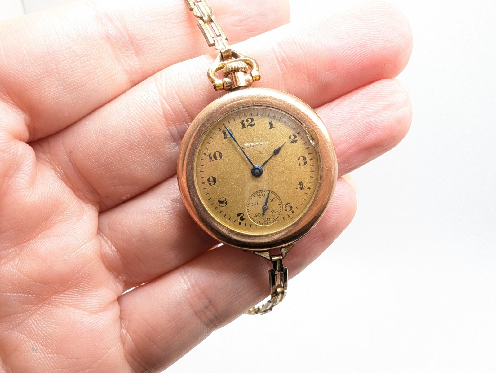 Antique 1920’s Elgin Transition Pocket Watch 12k GF Art Deco WORKS