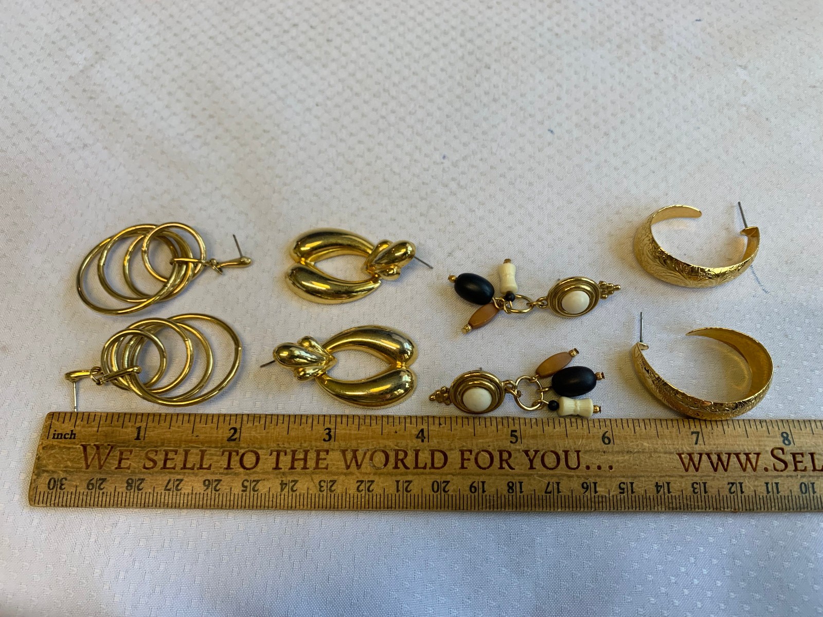 Vtg Costume Jewelry Lot Enamel Tiger’s Eye Faux Amber / Onyx / Gemstones