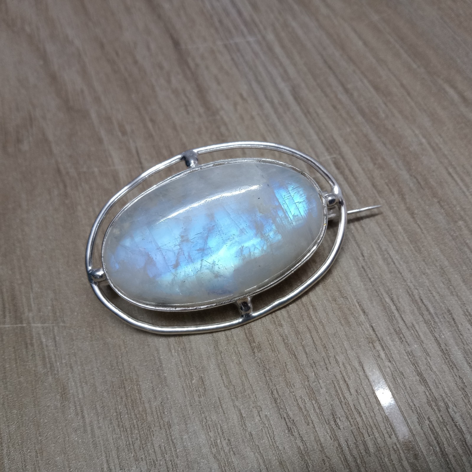 Natural Moonstone 925 Sterling Silver Brooch, Scarf Pin , Brooches For Women