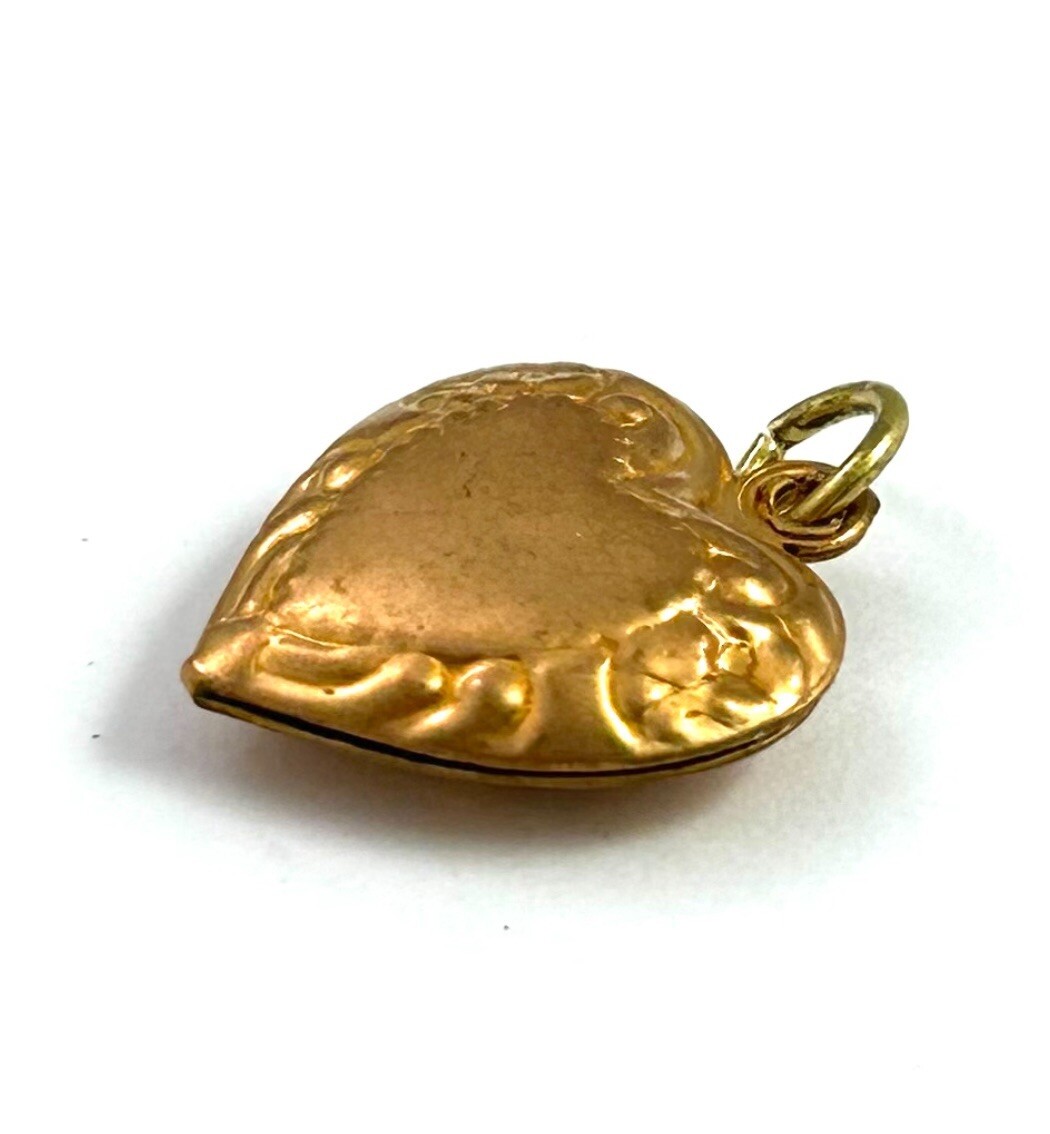 Vintage Heart Charm Puffy Heart Pendant Brass Vintage Jewelry Women Gift For Her