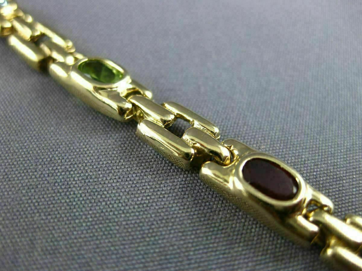 ESTATE WIDE 5.0CT AAA OVAL MULTI GEM 14K YELLOW GOLD SQUARE LINK BRACELET #22711