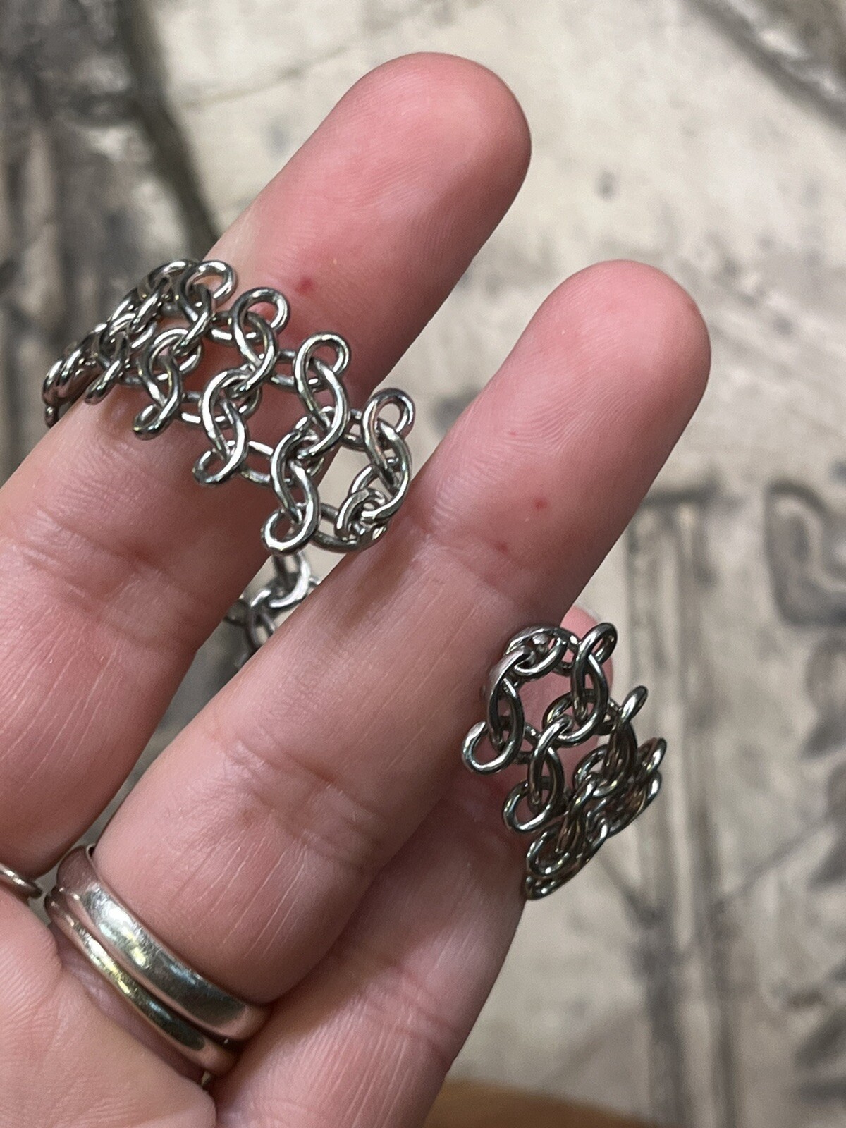 Vintage Silver Tone Chain Linked Cuff Bracelet -Fashion Jewelry -Teen Or Adult