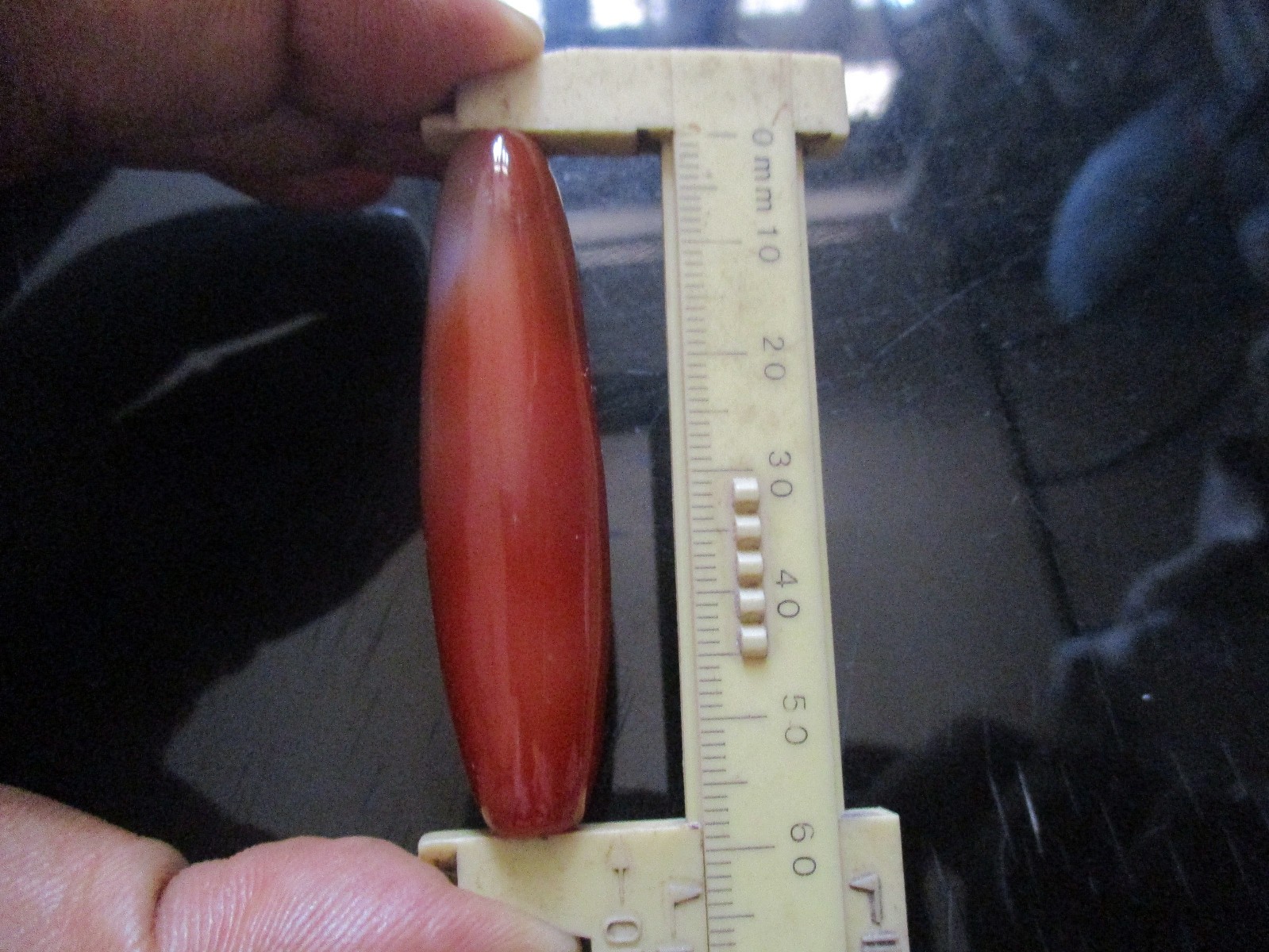 carnelian Elongated Bead Agate Antique 58 * 15 mm, 18.56 Gms