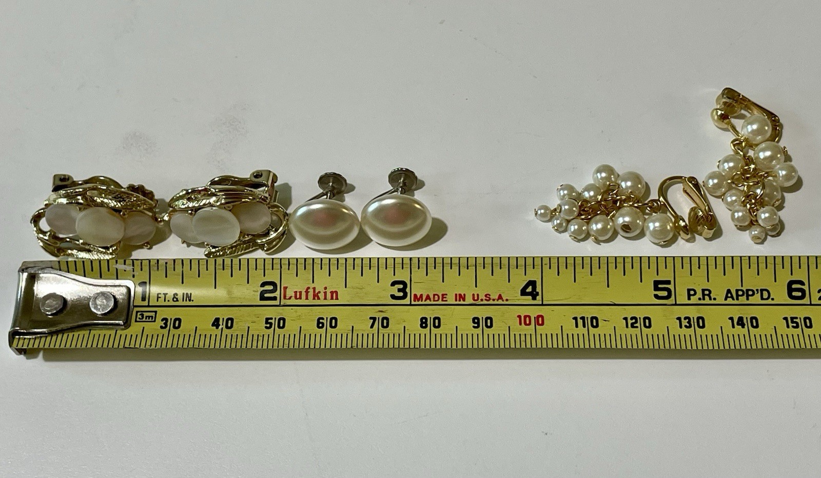 Vintage Clip On Earrings Lot Richelieu Faux Pearl Dickler MOP Gold Tone 3 Pair